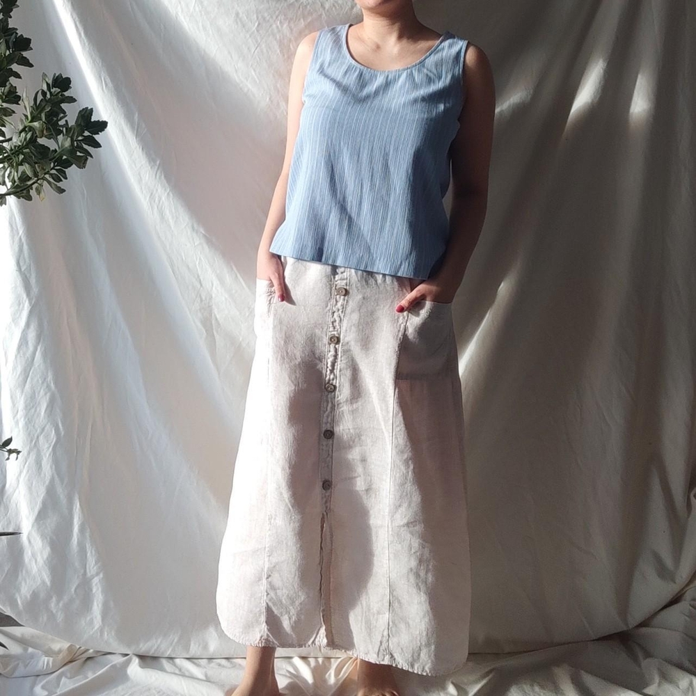 Light Blue Jewel Neck Stripped Camisole